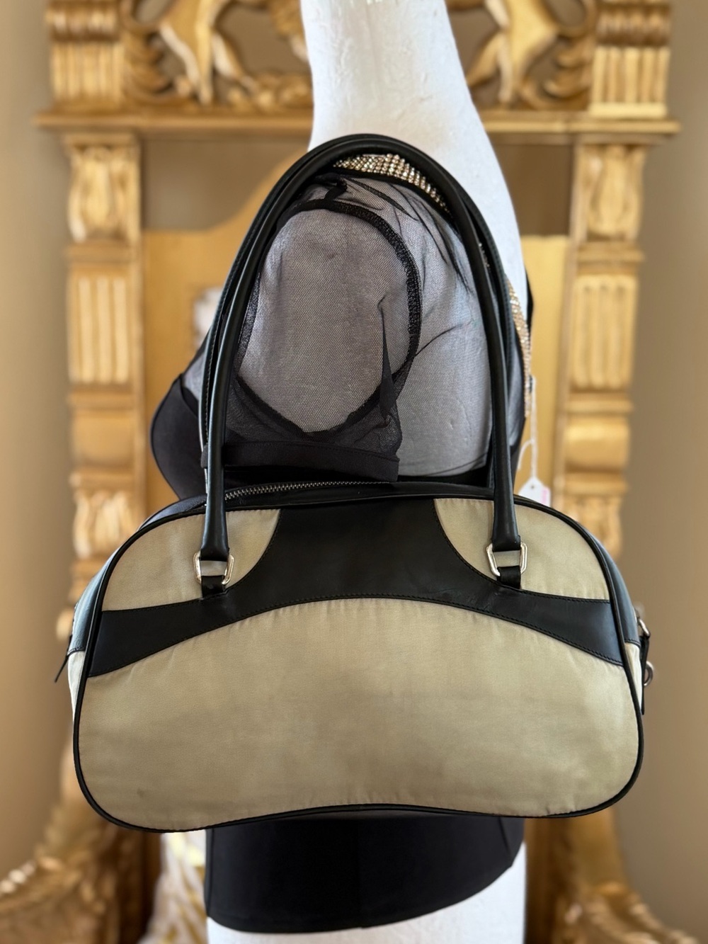 Vintage Prada Tessuto Nylon and Leather Bowling Bag